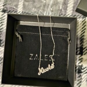 Zales Silver 'Nicole' Script Necklace